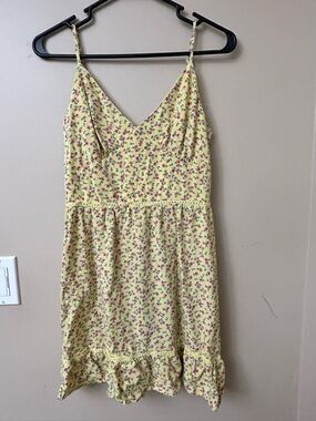 City Triangles Yellow Floral Dress with Pink Blossoms